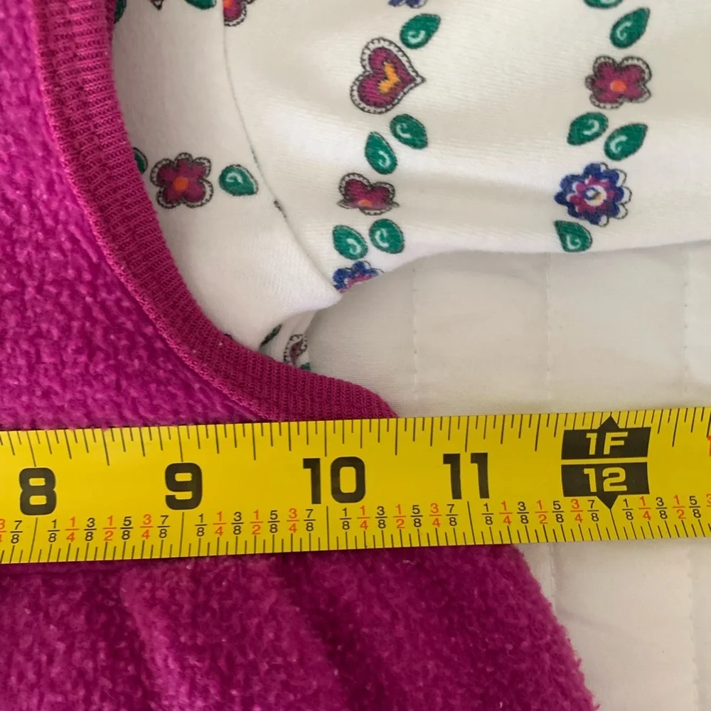 Vintage Carter's Baby Girls 3-6M Pink Floral Fleece Overalls & Shirt Set
